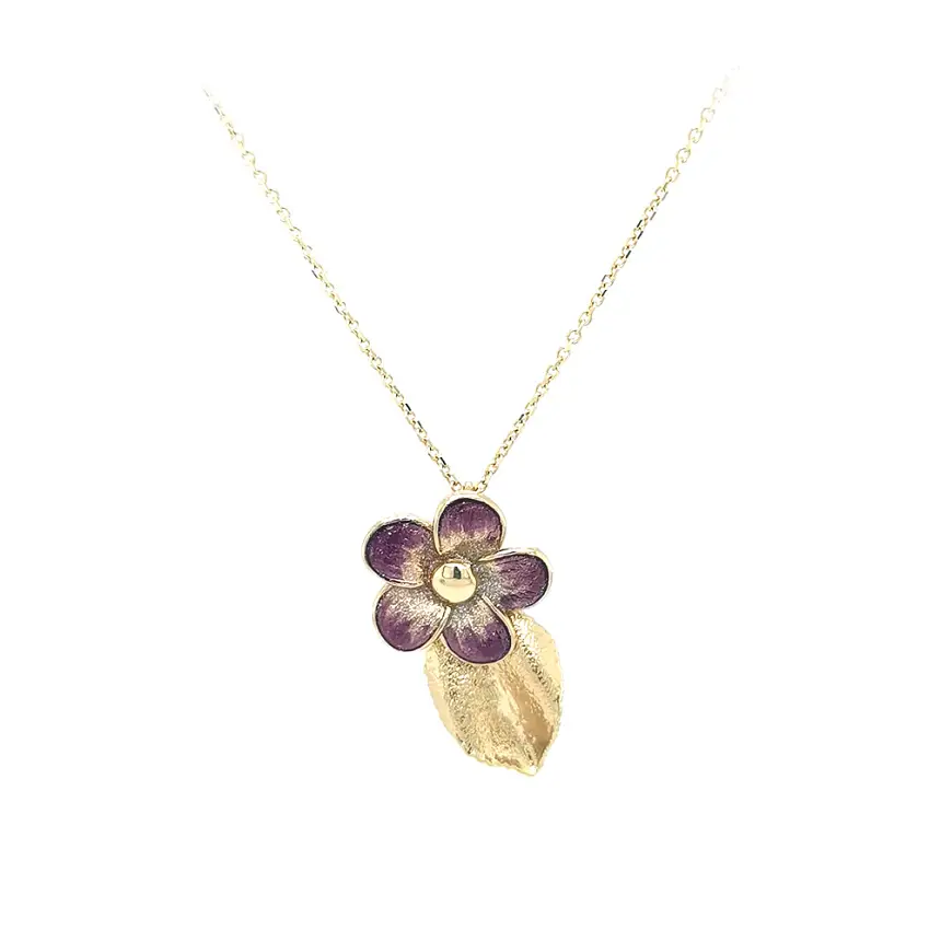 Goldblumenkette mit Emaille