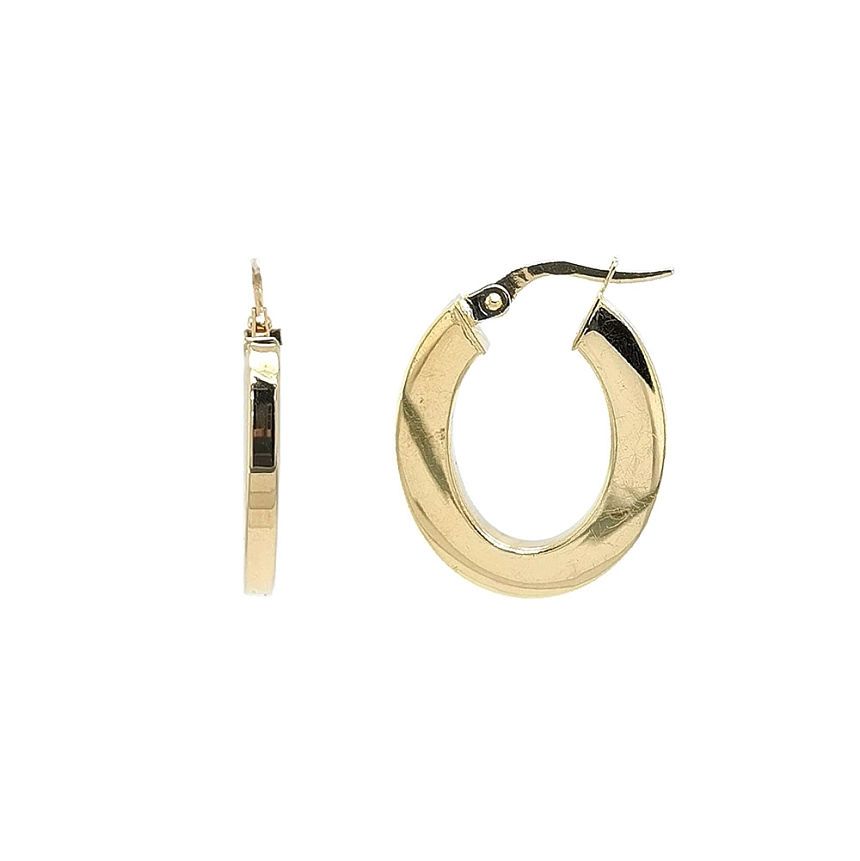 Gold Oval Runde Ohrringe mit Bar Verschluss