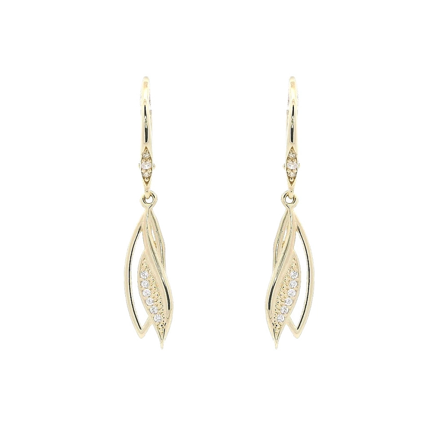 Goldohrringe mit glänzenden Zirkonen in elegantem Design