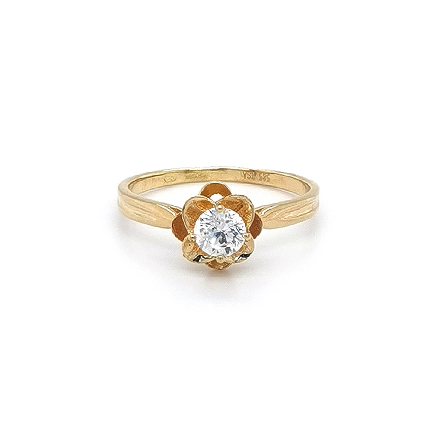 Goldring Blume mit Zirkon