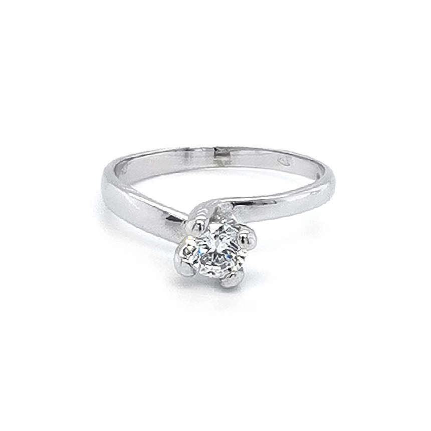 Verlobungsring mit Zirkon aus Weißgold