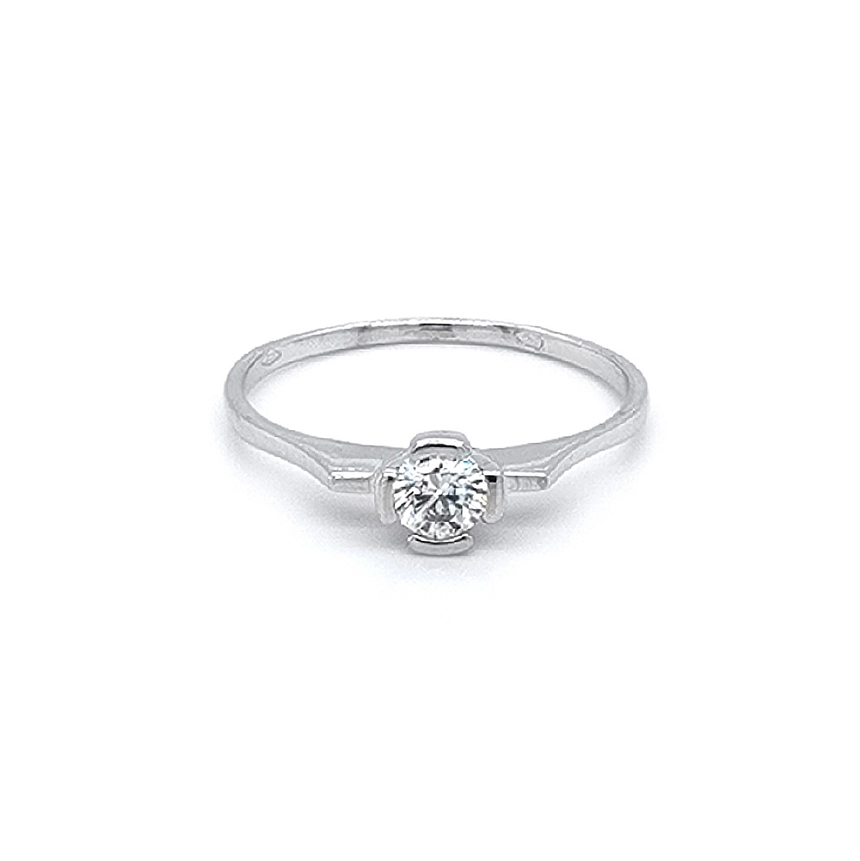 Verlobungsring mit Zirkon aus Weißgold