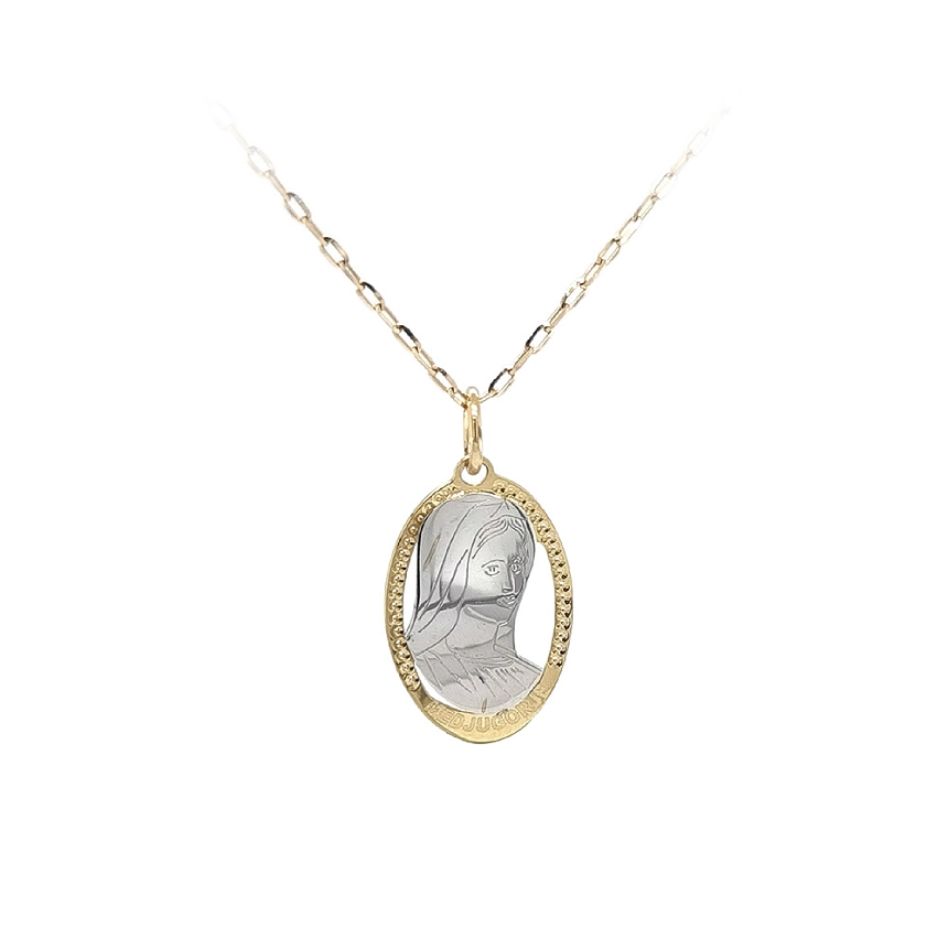 Medaillon der Jungfrau Maria - Eleganz aus kombiniertem Gold