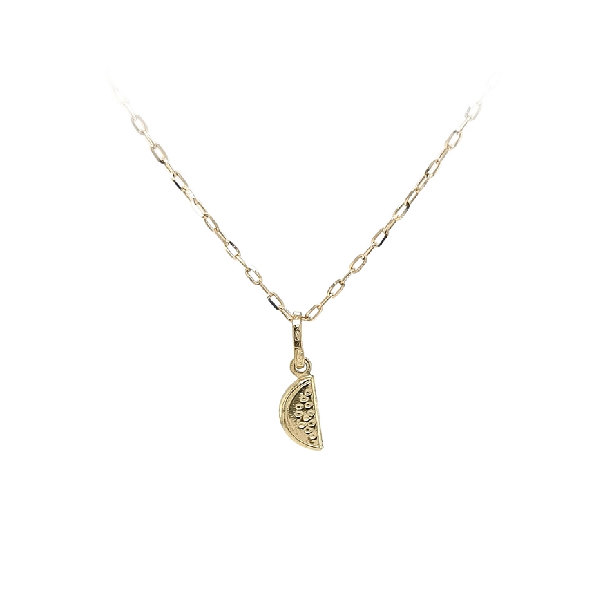 Goldene Halskette mit Melonen-Anhänger