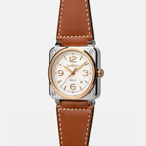 Bell & Ross BR 03 Weißer Stahl & Gold BR03A-WH-STPG/SCA