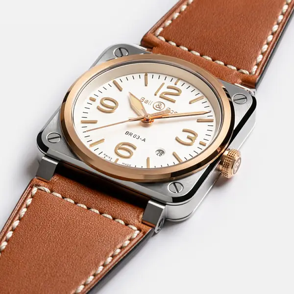 Bell & Ross BR 03 Weißer Stahl & Gold BR03A-WH-STPG/SCA