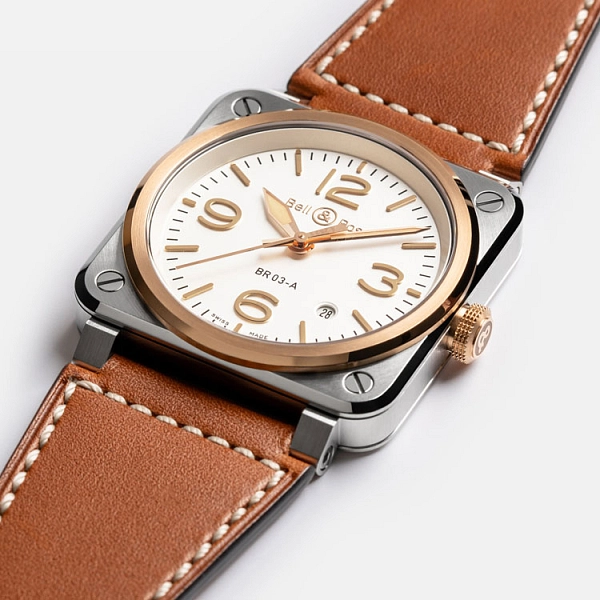 Bell & Ross BR 03 Weißer Stahl & Gold BR03A-WH-STPG/SCA