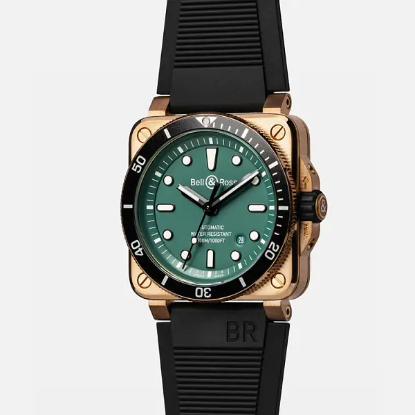 Bell & Ross BR-03 Diver Schwarz & Grün Bronze BR0392-D-LT-BR/SRB