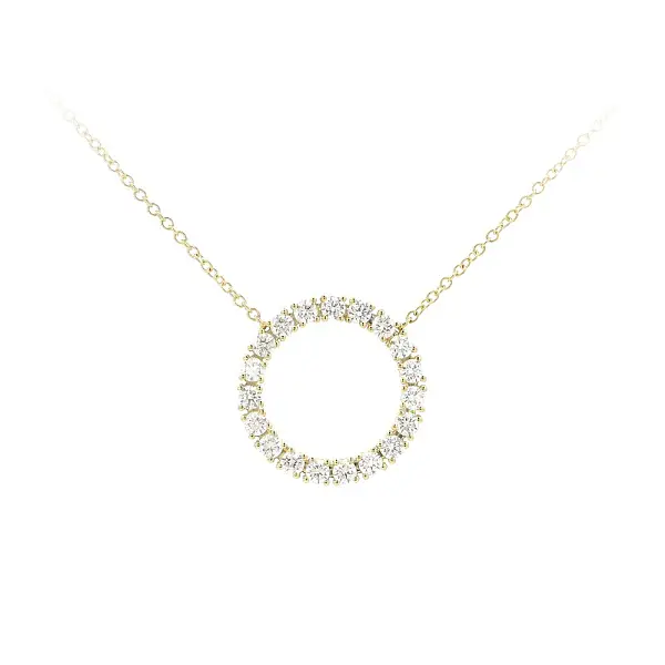 Luxuriöse Halskette mit goldenem Kreis und Diamanten