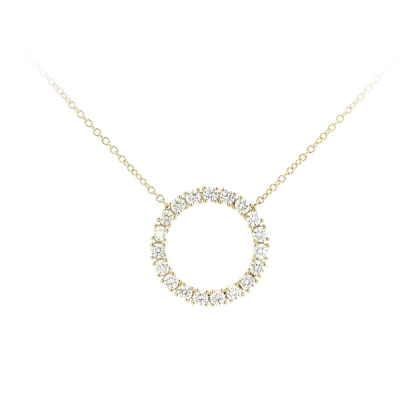 Luxuriöse Halskette mit goldenem Kreis und Diamanten