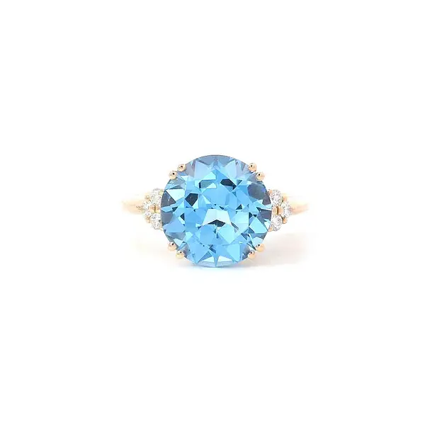 Luxuriöser Ring mit Blautopas und Diamanten aus Roségold