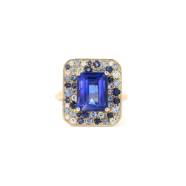 Exklusiver Ring mit Tansanit, Saphiren und Diamanten Einzigartiger Luxus
