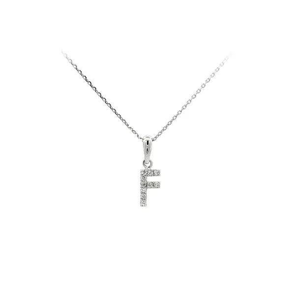 Anhänger aus Weißgold mit Zirkonia – Buchstabe F