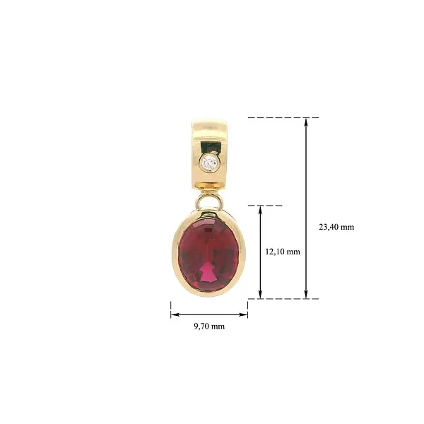 Eleganter Anhänger mit Rubin und Diamant in glatter Goldfassung