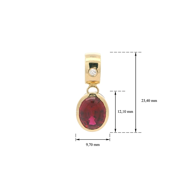 Eleganter Anhänger mit Rubin und Diamant in glatter Goldfassung