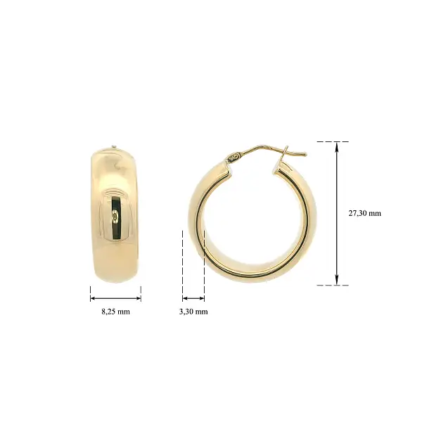 Breite Creolen aus 14K Gelbgold, Ø 27,30 mm