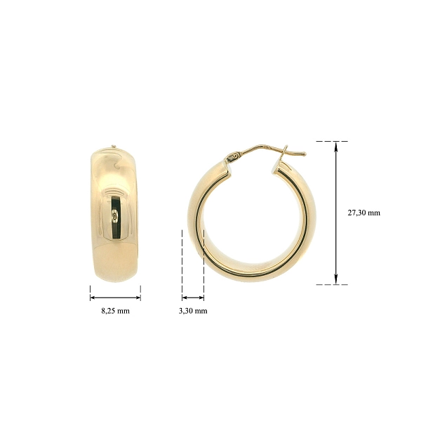 Breite Creolen aus 14K Gelbgold, Ø 27,30 mm