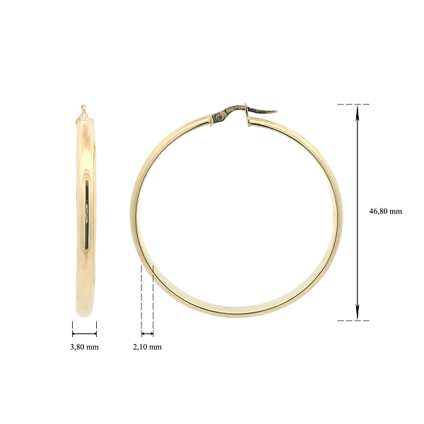 Feine Creolen aus 14K Gelbgold, Ø 46,80 mm