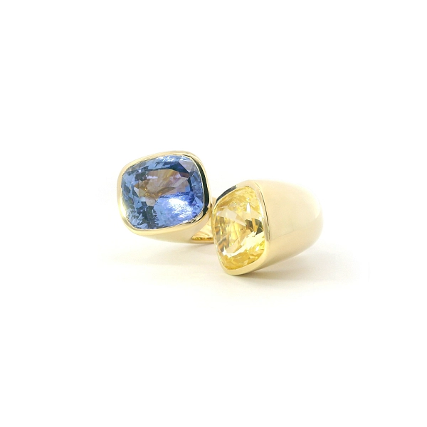 Ring aus 18K Gelbgold mit Blauem und Gelbem Saphir
