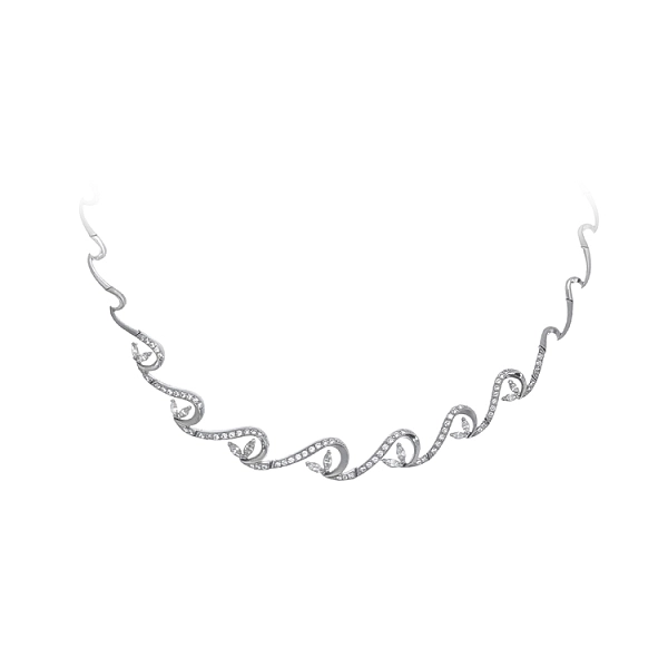 Elegante Damenhalskette aus Weißgold mit Zirkonia
