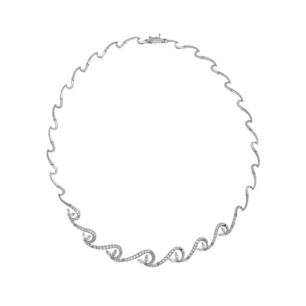 Elegante Damenhalskette aus Weißgold mit Zirkonia