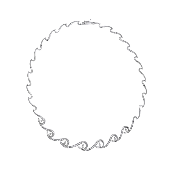 Elegante Damenhalskette aus Weißgold mit Zirkonia