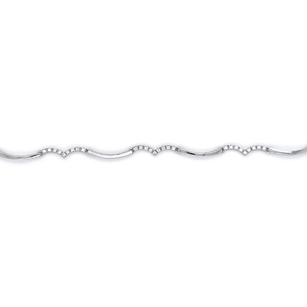 Elegante Damenhalskette aus Weißgold mit Zirkonia