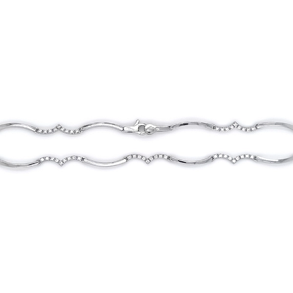 Elegante Damenhalskette aus Weißgold mit Zirkonia