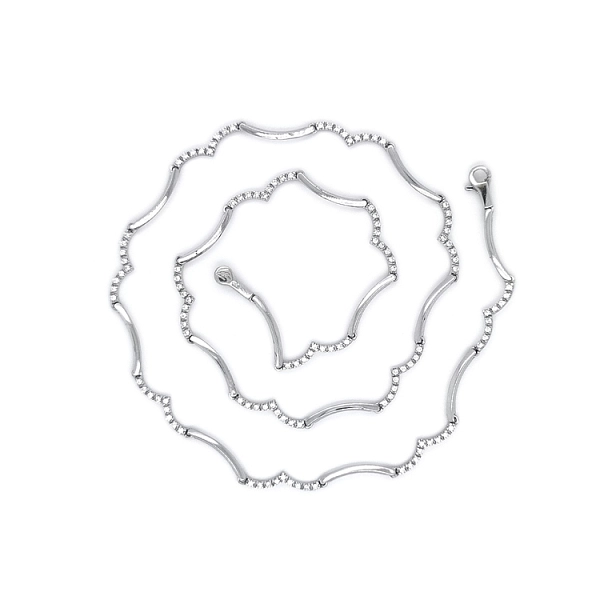 Elegante Damenhalskette aus Weißgold mit Zirkonia