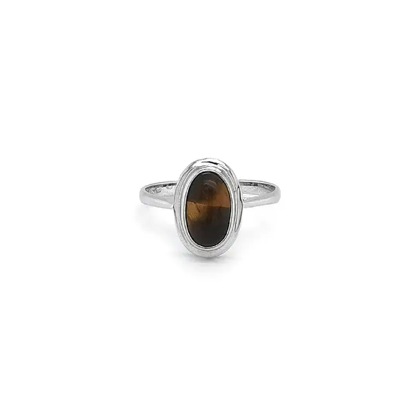 Eleganter Ring aus Weißgold mit Tigerauge