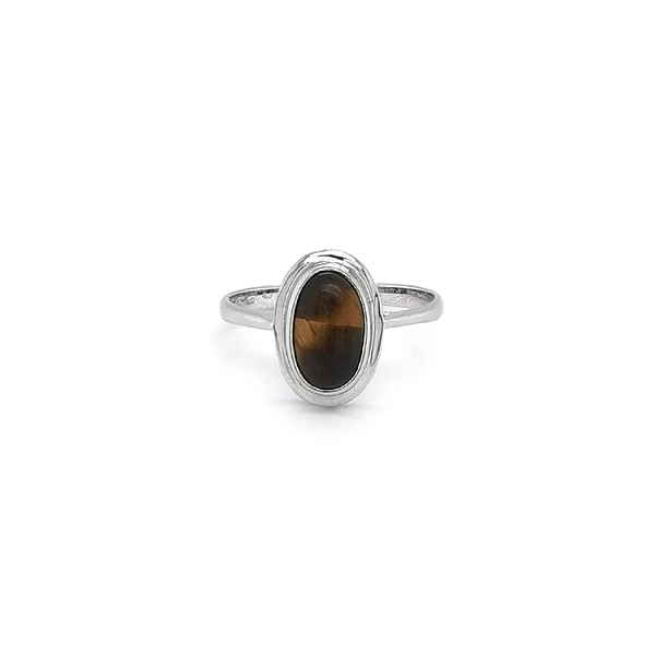 Eleganter Ring aus Weißgold mit Tigerauge