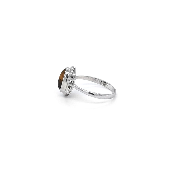 Eleganter Ring aus Weißgold mit Tigerauge