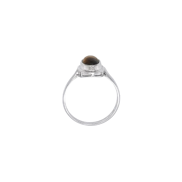 Eleganter Ring aus Weißgold mit Tigerauge