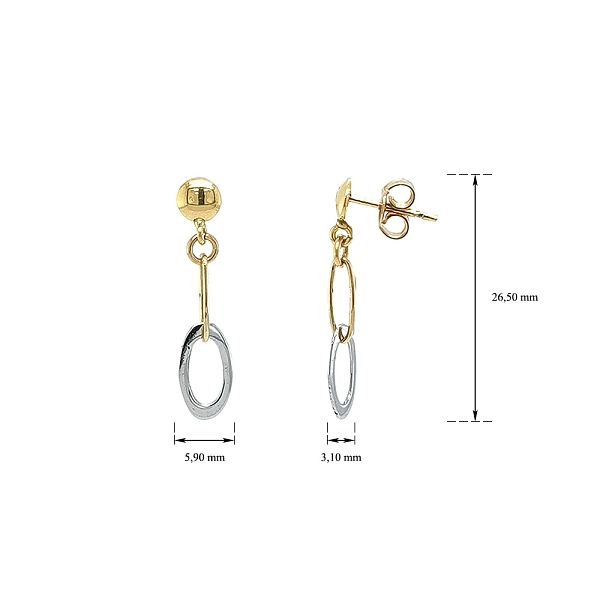 Elegante Hängeohrringe aus Bicolor-Gold