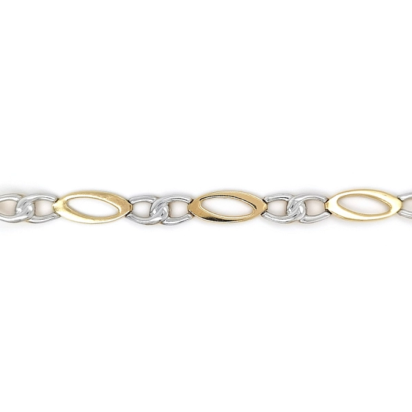 Damen-Zweifarbige Goldkette mit ovalen Elementen