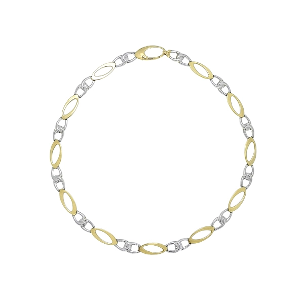 Damen-Zweifarbige Goldkette mit ovalen Elementen