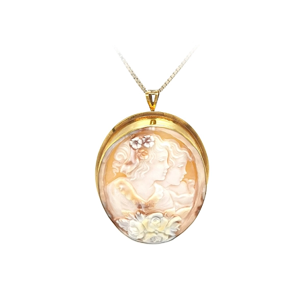 Exklusive goldene Brosche und Anhänger mit Kamee