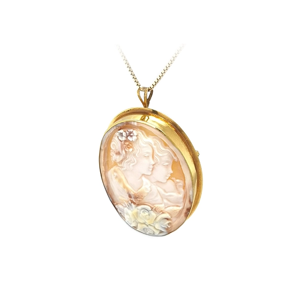 Exklusive goldene Brosche und Anhänger mit Kamee