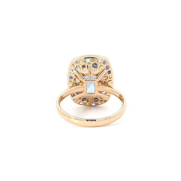 Farbige Harmonie von Tansaniten, Saphiren und Diamanten in Roségold