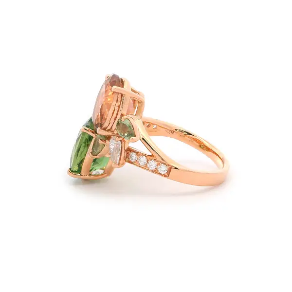 Ring aus 18kt Gold mit Turmalinen, Saphiren und Diamanten