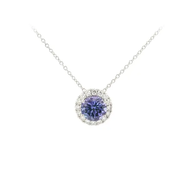 Weißgoldkette mit Tansanit und Diamanten