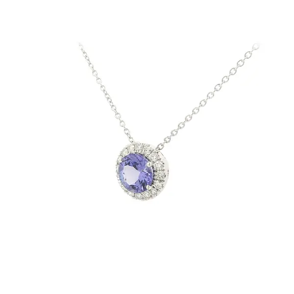 Weißgoldkette mit Tansanit und Diamanten