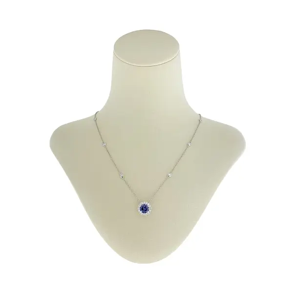 Weißgoldkette mit Tansanit und Diamanten