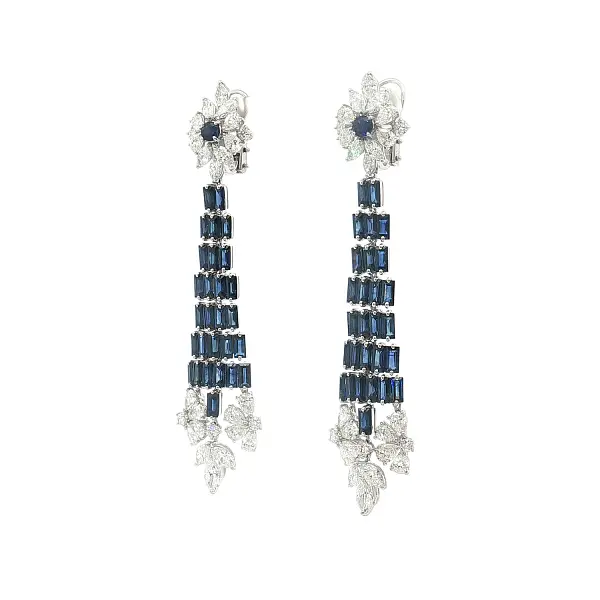 Weißgold-Ohrringe mit Saphiren und Diamanten