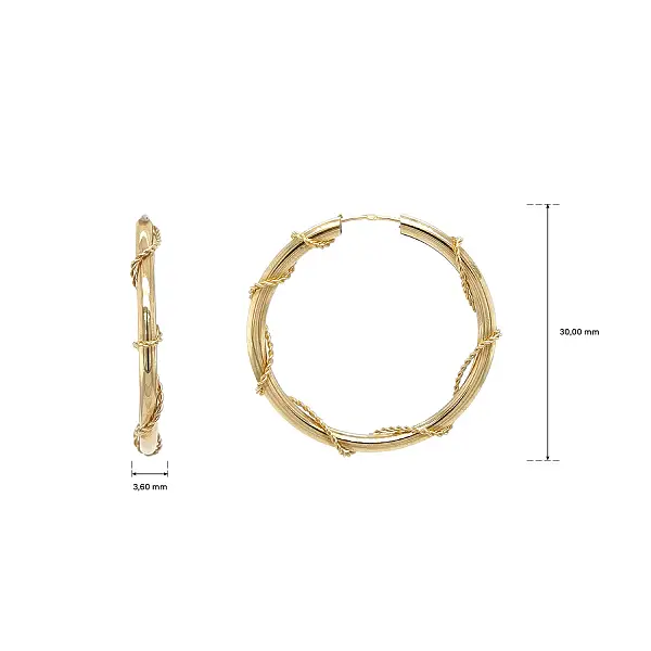 Goldene Creolen mit Gedrehtem Drahtdekor