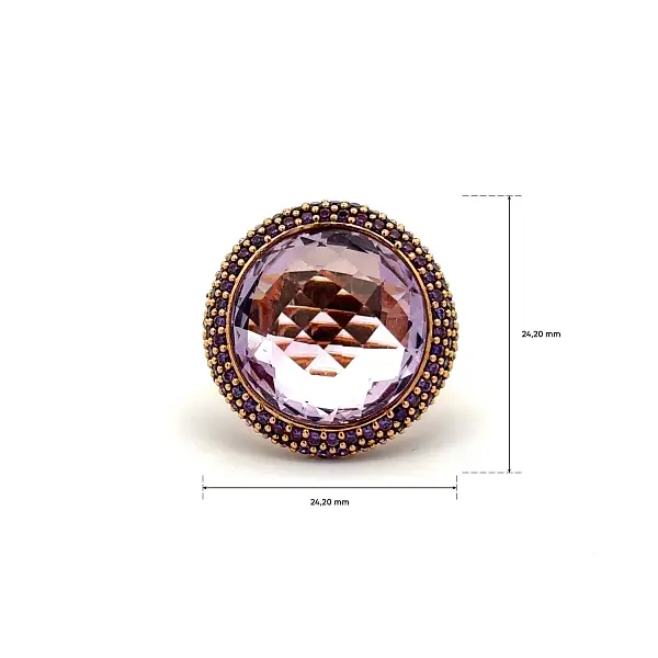 Goldring mit violettem Amethyst