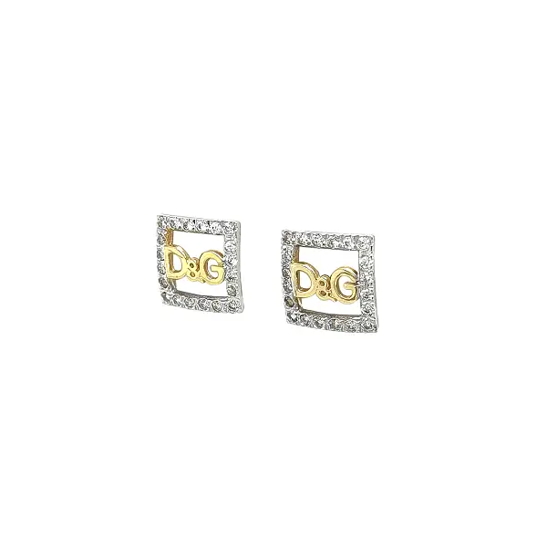 Goldene quadratische D&G Ohrringe mit Zirkonia