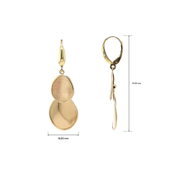 Goldene Hängeohrringe mit doppeltem Ovalmotiv
