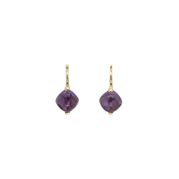 Goldohrringe mit violetten Amethysten