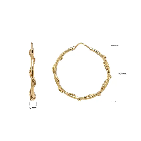 Goldene Creolen mit gedrehtem Design